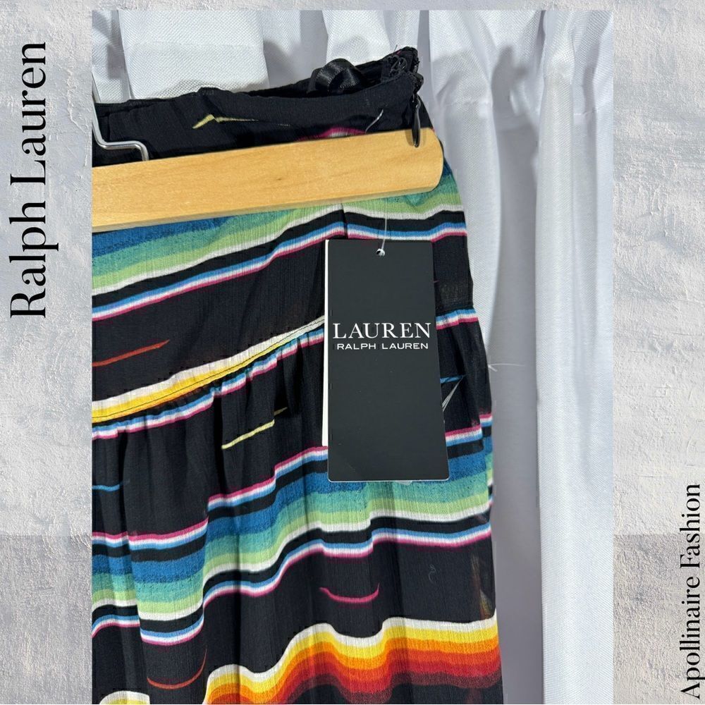 RALPH LAUREN GEORGETTE CRINKLE CUT STRIPPED MAXI SKIRT NWT SIZE 10 - Picture 5 of 6